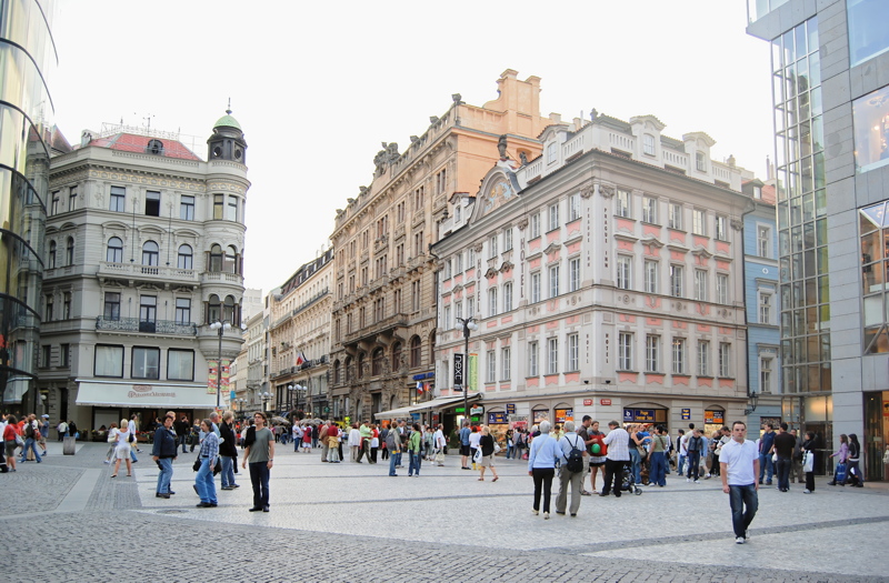 15 - The lower end of Wenceslas Square (Václavské náměstí) near the Můstek intersection in Prague, Czech Republic